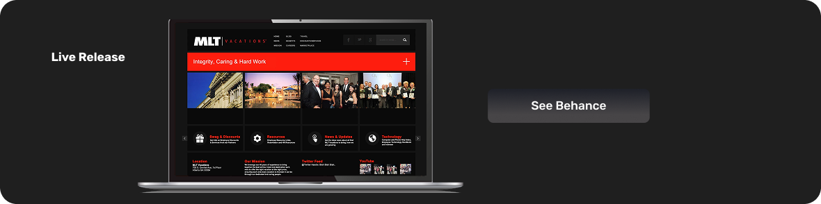 modern intranet homepage design with clean navigation, corporate travel theme, professional layout