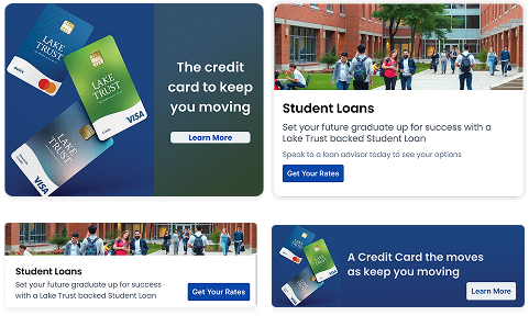 banking banner layouts warm messaging personal relevance community focused design engaging visuals