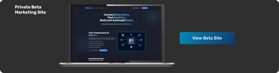 private beta testing interface marketing website landing page AI platform clean modern design responsive mobile ready