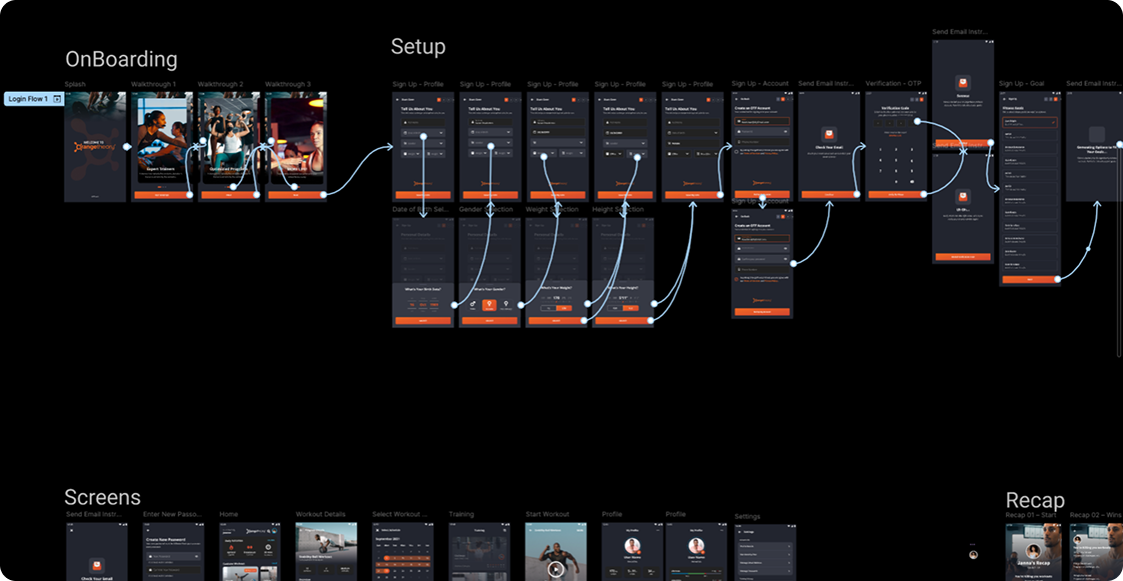 orangetheory dark phoenix visual design mobile app interface dark mode accessibility features brand consistency